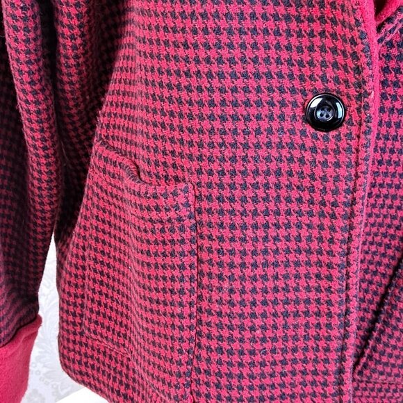 Willow Ridge Red and Black Houndstooth Patterned Jacket 1 Button Closure EUC - Picture 3 of 10